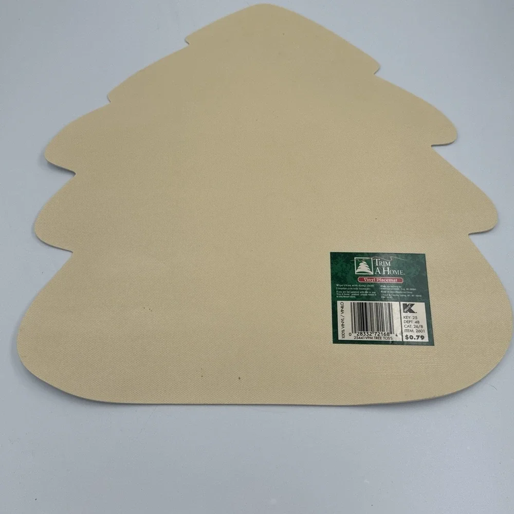 Set of 4 Vintage Trim a Home Vinyl Placemats Christmas Tree Hearts Stars Holiday